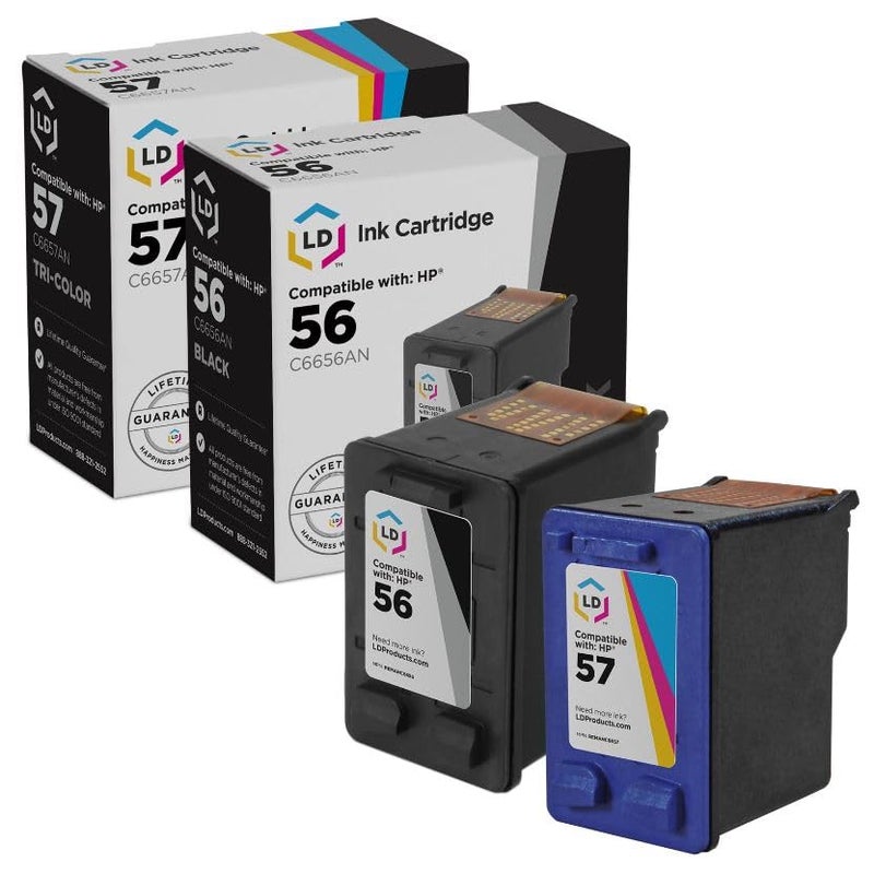 LD Products Remanufactured Ink Cartridge Replacement for HP 56 & HP 57 (1 Black, 1 Color, 2-Pack) for use in DeskJet: 450, 450cbi, 450ci, 450wbt, 5150, 5150w, 5550, 5650, 5650w, 5850, 5850w & 9650 - Image 1